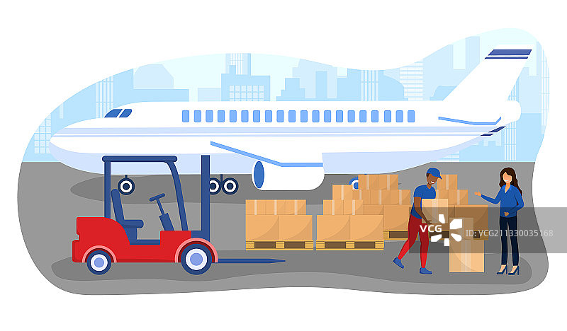 穿制服的男工正在装载箱子图片素材