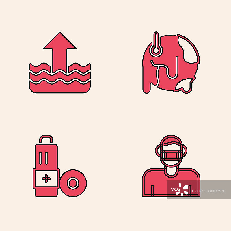 戴防护面罩的人脸，水位上升图片素材