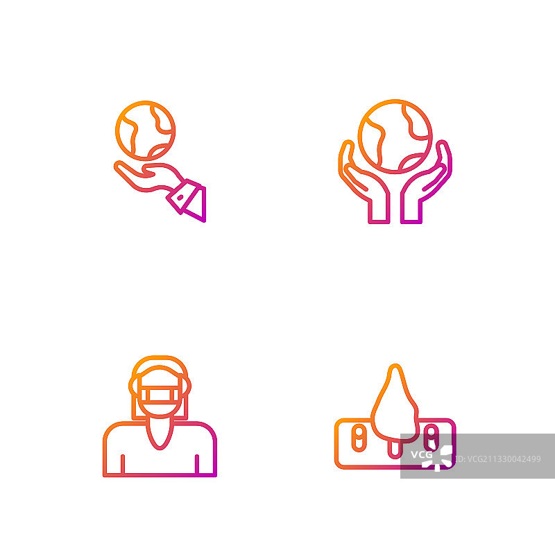 防护面罩中的森林砍伐面孔线条图片素材