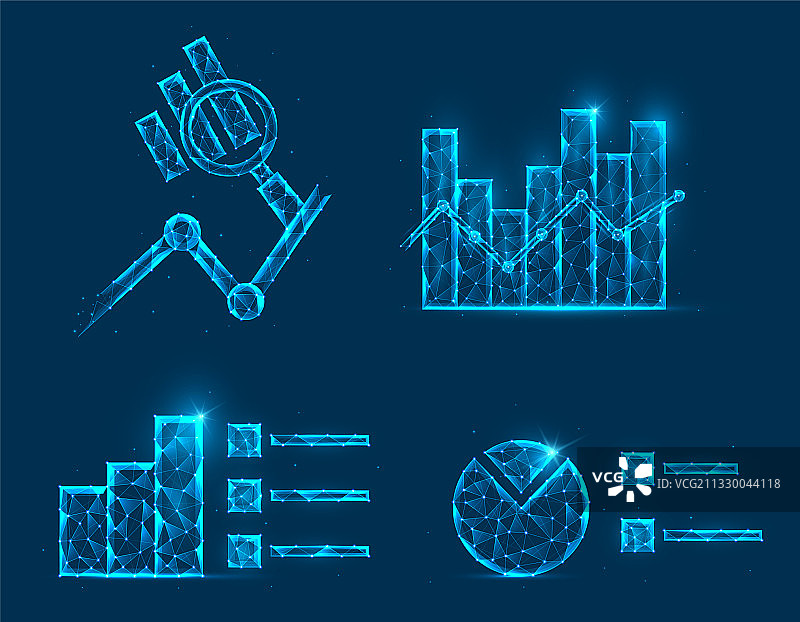 抽象多边形数据分析低多边形模型图片素材