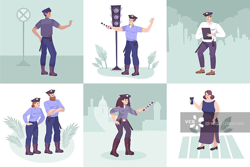 交通警察广场场景图片素材