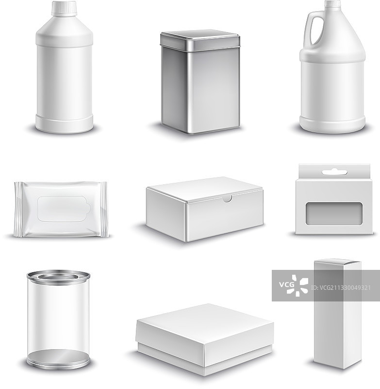 产品包装逼真图标集图片素材