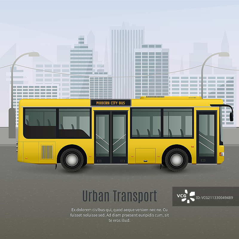 逼真城市公交车图片素材