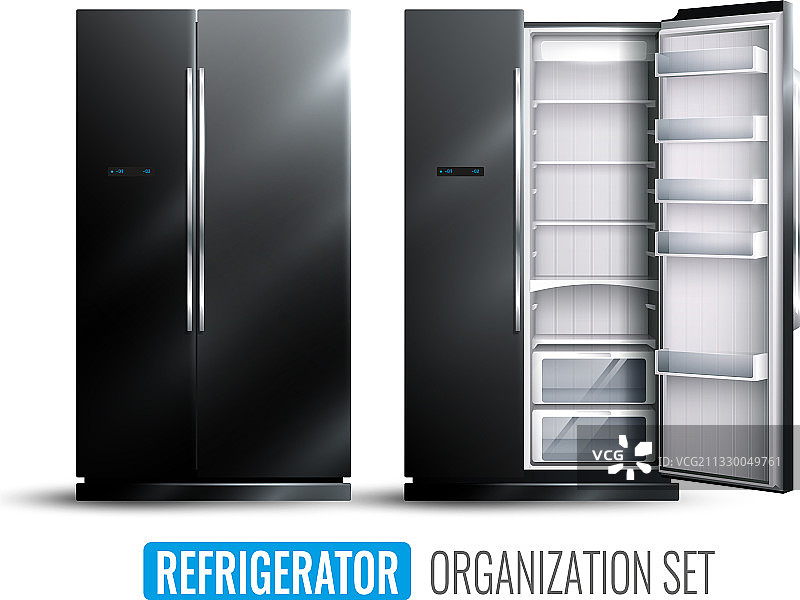 单色冰箱收纳整理套装图片素材
