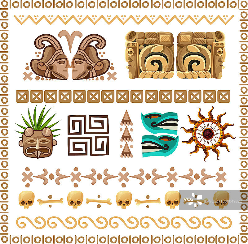 玛雅装饰图案卡通插画集图片素材