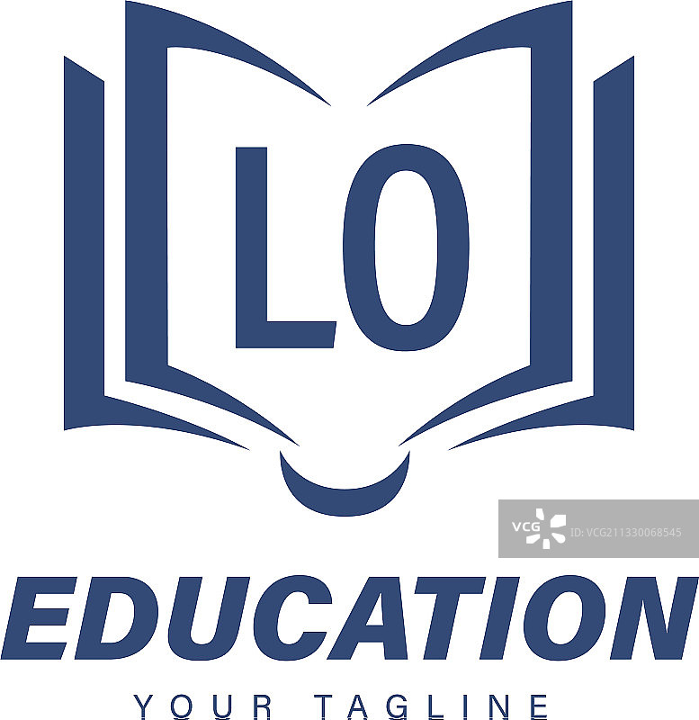 带有书籍图标的LO字母标志设计图片素材