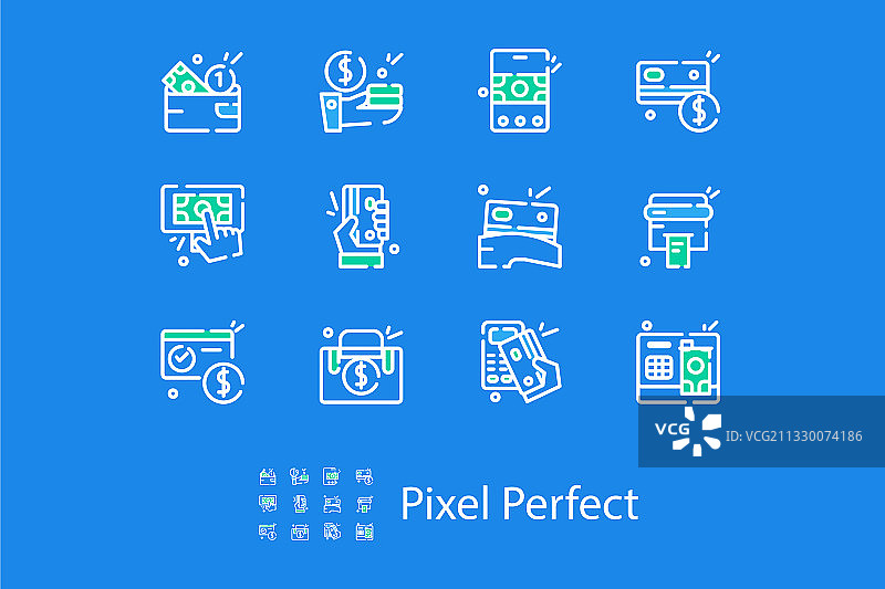扁平风格的支付主题线性图标图片素材