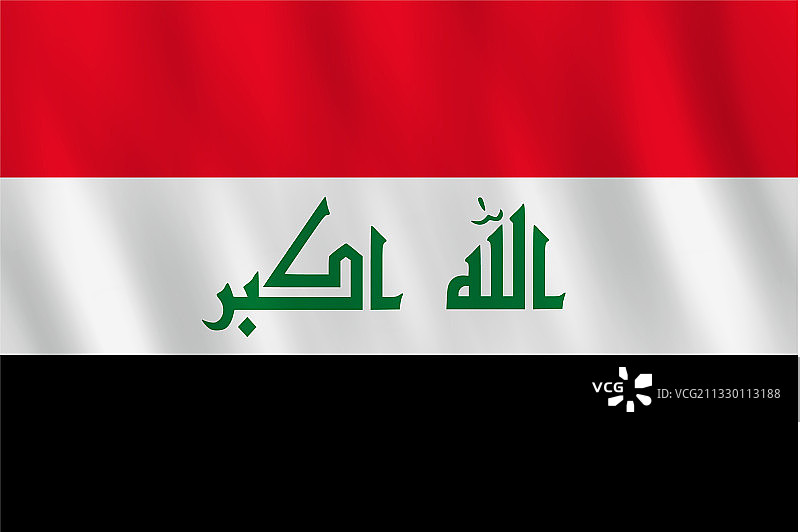 具有挥舞效果的伊拉克国旗官方比例图片素材