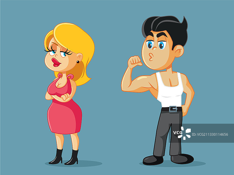 卖弄肌肉以博取关注的自恋男人图片素材