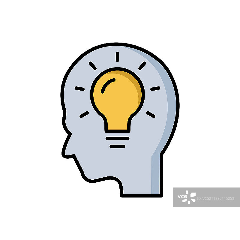 灯泡概念头像线性彩色图标图片素材