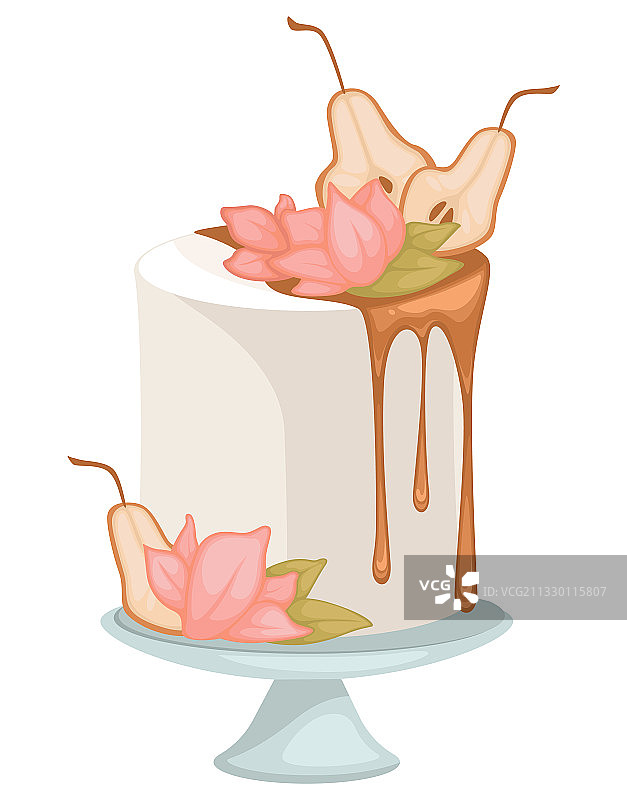 奶油顶甜梨蛋糕甜点图片素材