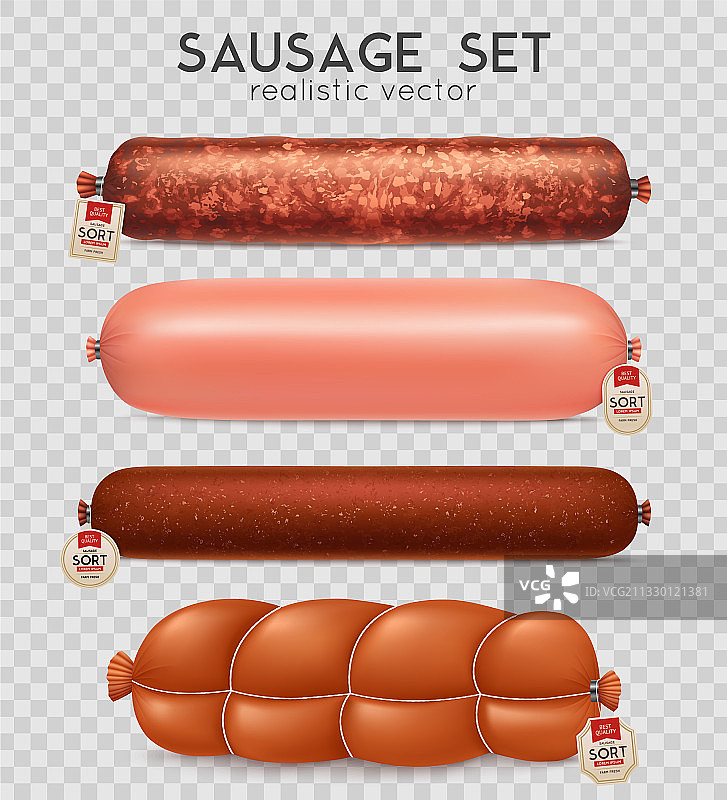 逼真透明香肠套装图片素材