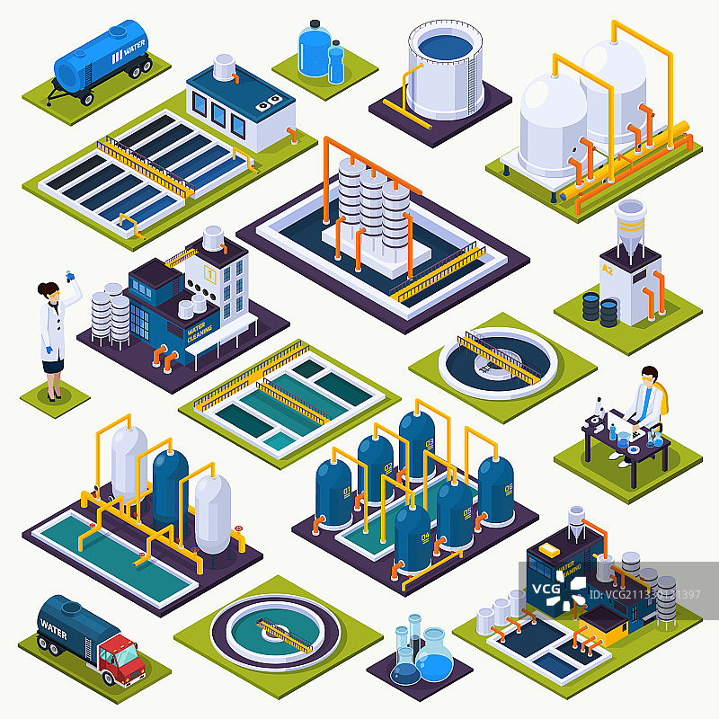 清洁服务2.5D图标套装图片素材