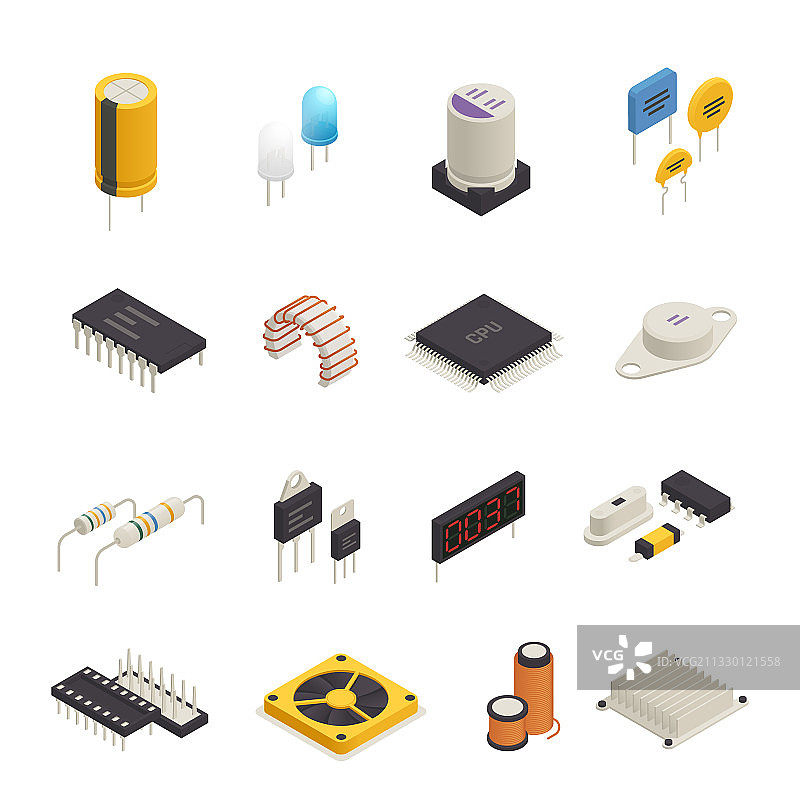 半导体电子元件2.5D模型图片素材