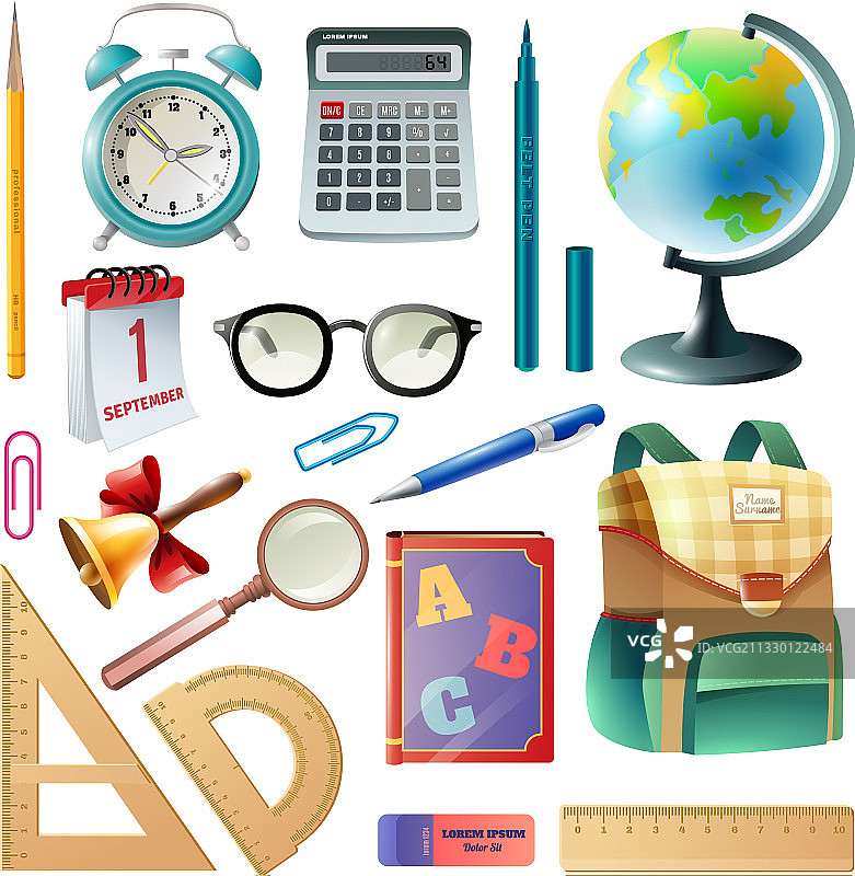 学校用品写实图标合集图片素材