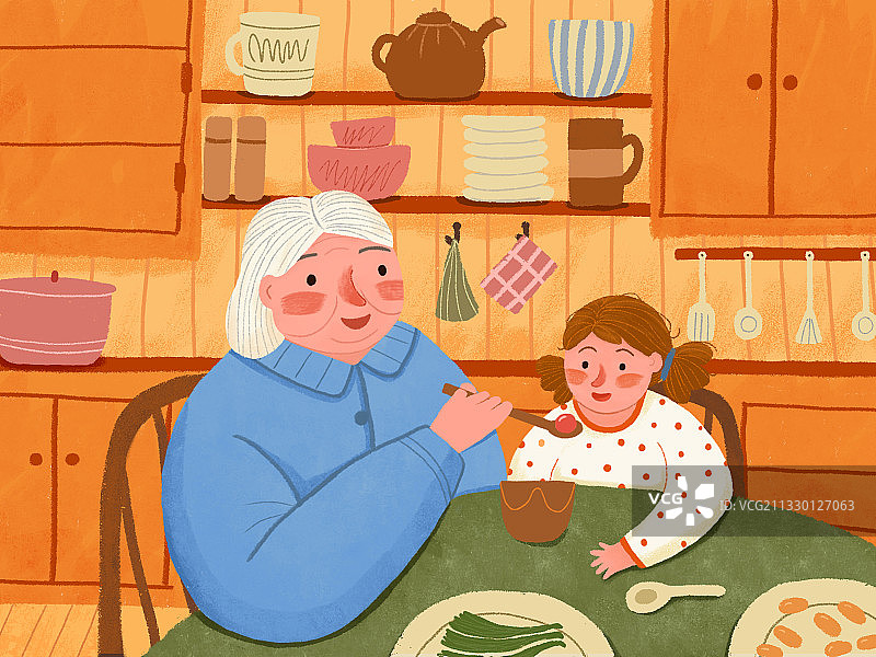 外婆和小孙女之七图片素材