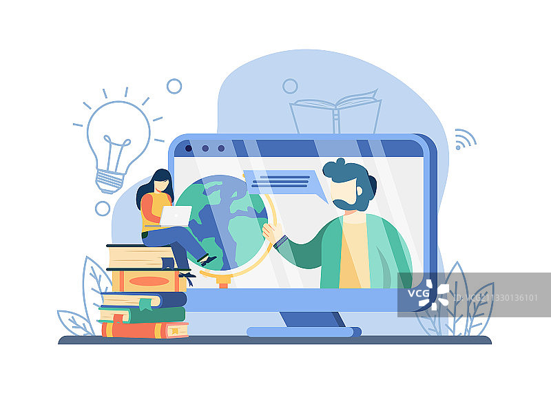 在线教育概念：屏幕教学图片素材