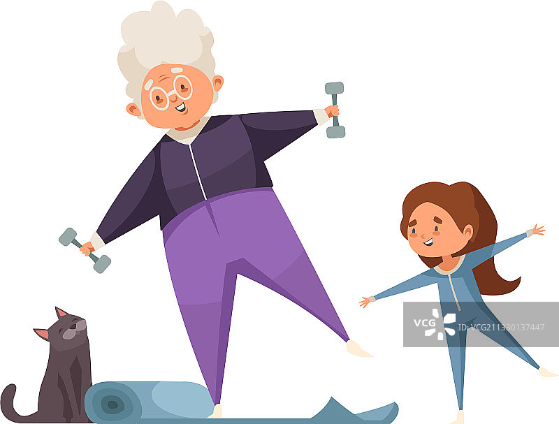 奶奶扁平风格图片素材