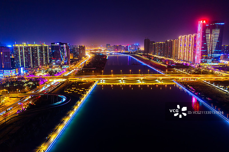 太原市汾河夜景图片素材