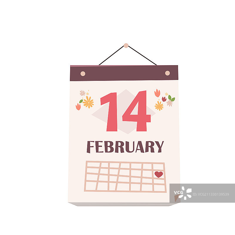 2月14日情人节月历图片素材