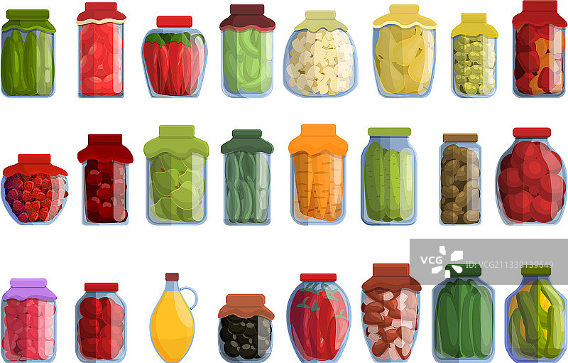 腌制食品图标卡通风格图片素材