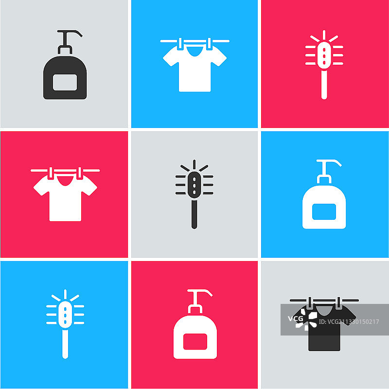 一套洗手液瓶和晾晒衣物图片素材