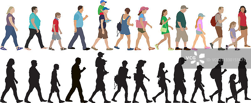 行走的人群和轮廓合集图片素材