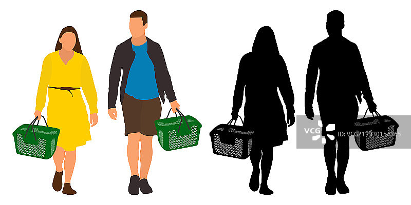 人们手提篮子去购物图片素材