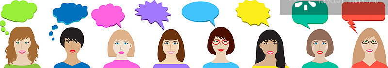 有思考表情的美丽女人们的脸庞图片素材