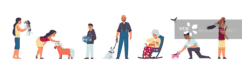 人们从兽医处领养宠物图片素材