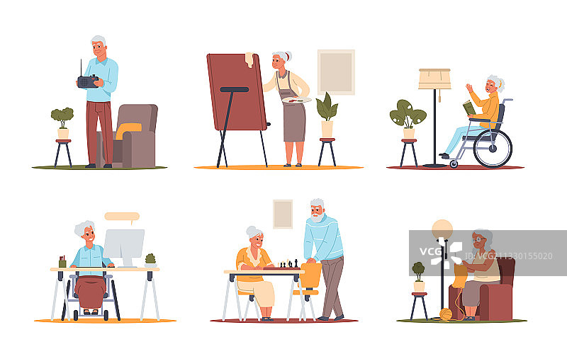 居家养老金领取者的爱好图片素材