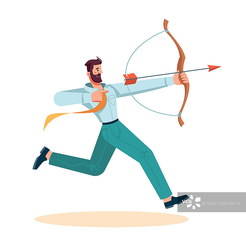 男人用弓箭射箭，寓意商业使命图片素材