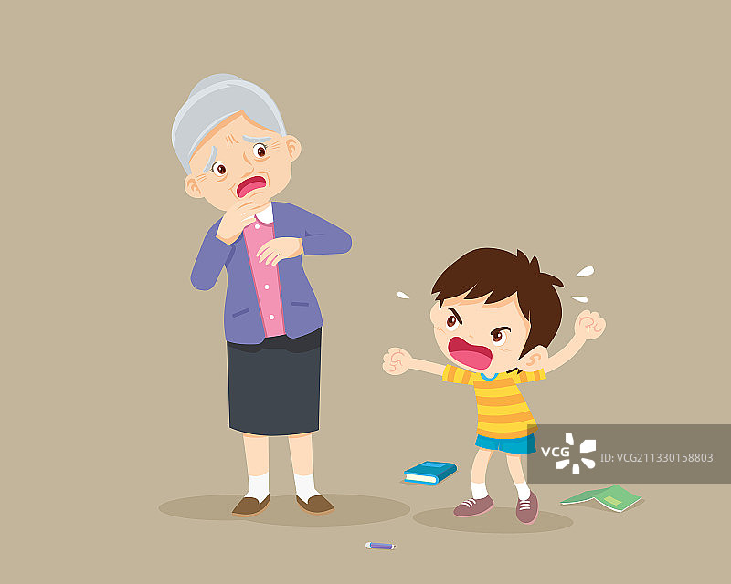 狂暴的男孩和年长的女人图片素材