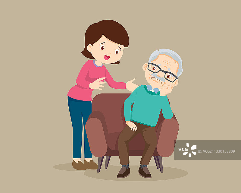悲伤的老年男人和安慰他的女人图片素材