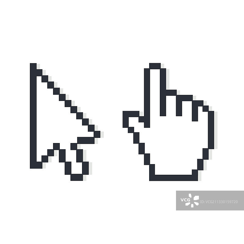 像素化的手和鼠标光标图片素材