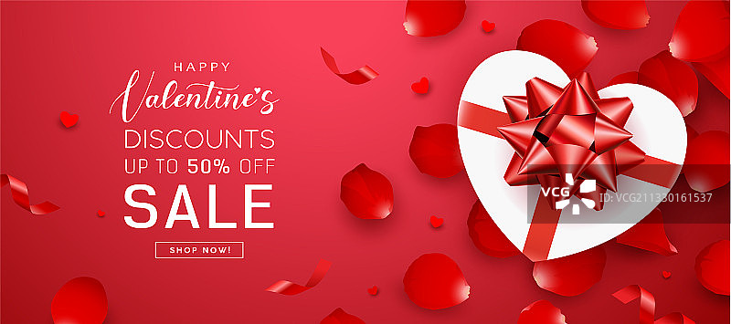 情人节心形礼盒红色蝴蝶结图片素材