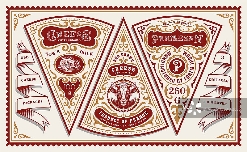复古奶酪标签合集图片素材