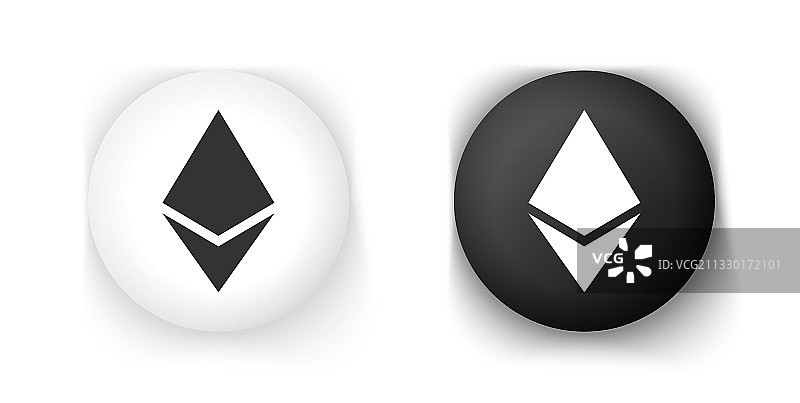 黑白以太坊加密货币图片素材