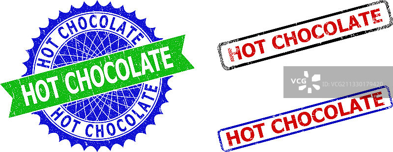 热巧克力花结和矩形双色封印图片素材