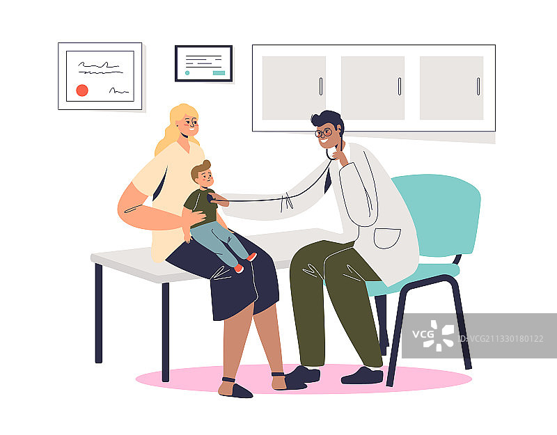 母子拜访儿科医生图片素材