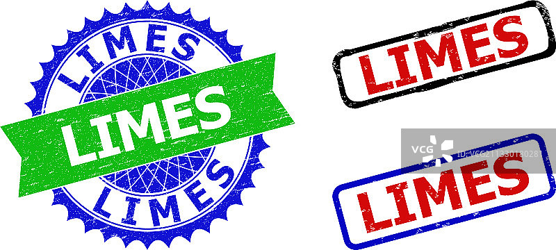 青柠花饰与矩形双色印章图片素材