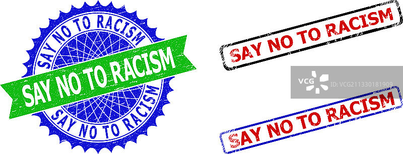 反对种族主义双色花结长方形图片素材