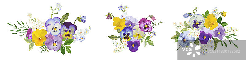 水彩三色堇花束合集图片素材