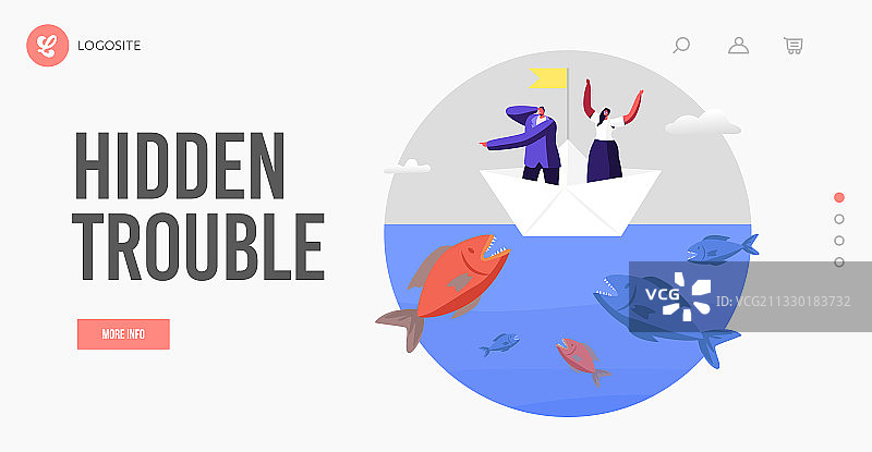 商界人士逃离大鱼的袭击图片素材