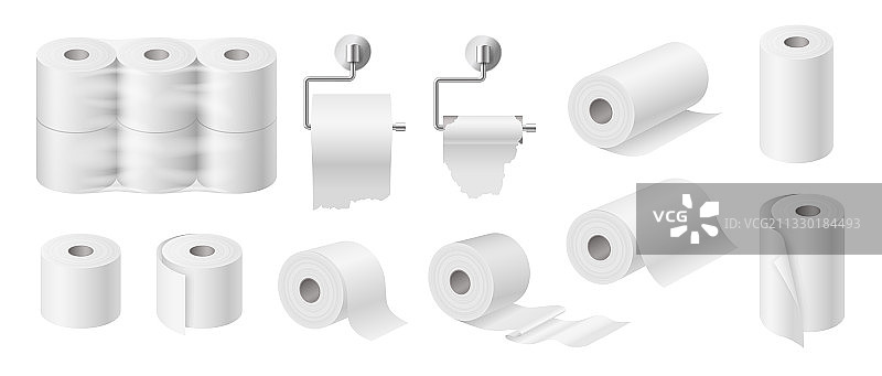 白色卫生纸和厨房用纸卷素材图片素材
