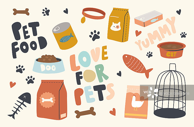 宠物食品主题图标套装图片素材