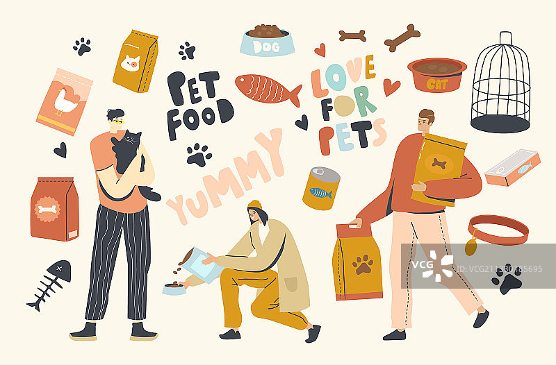 人们为宠物购买食物图片素材