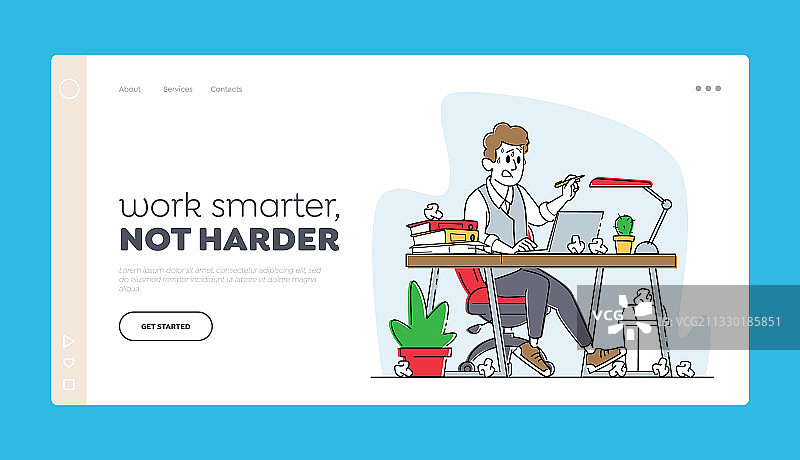 商人因截止日期而焦头烂额着陆页图片素材