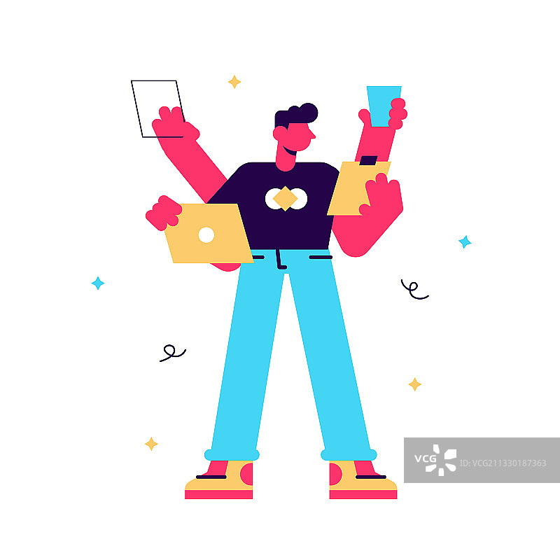 千禧一代的多任务处理概念图片素材