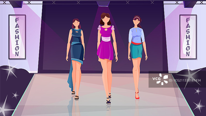 时装秀扁平背景图片素材